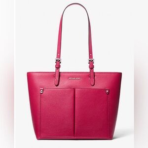 Michael Kors Jet Set Medium Pocket Tote Bag color Dark Raspberry